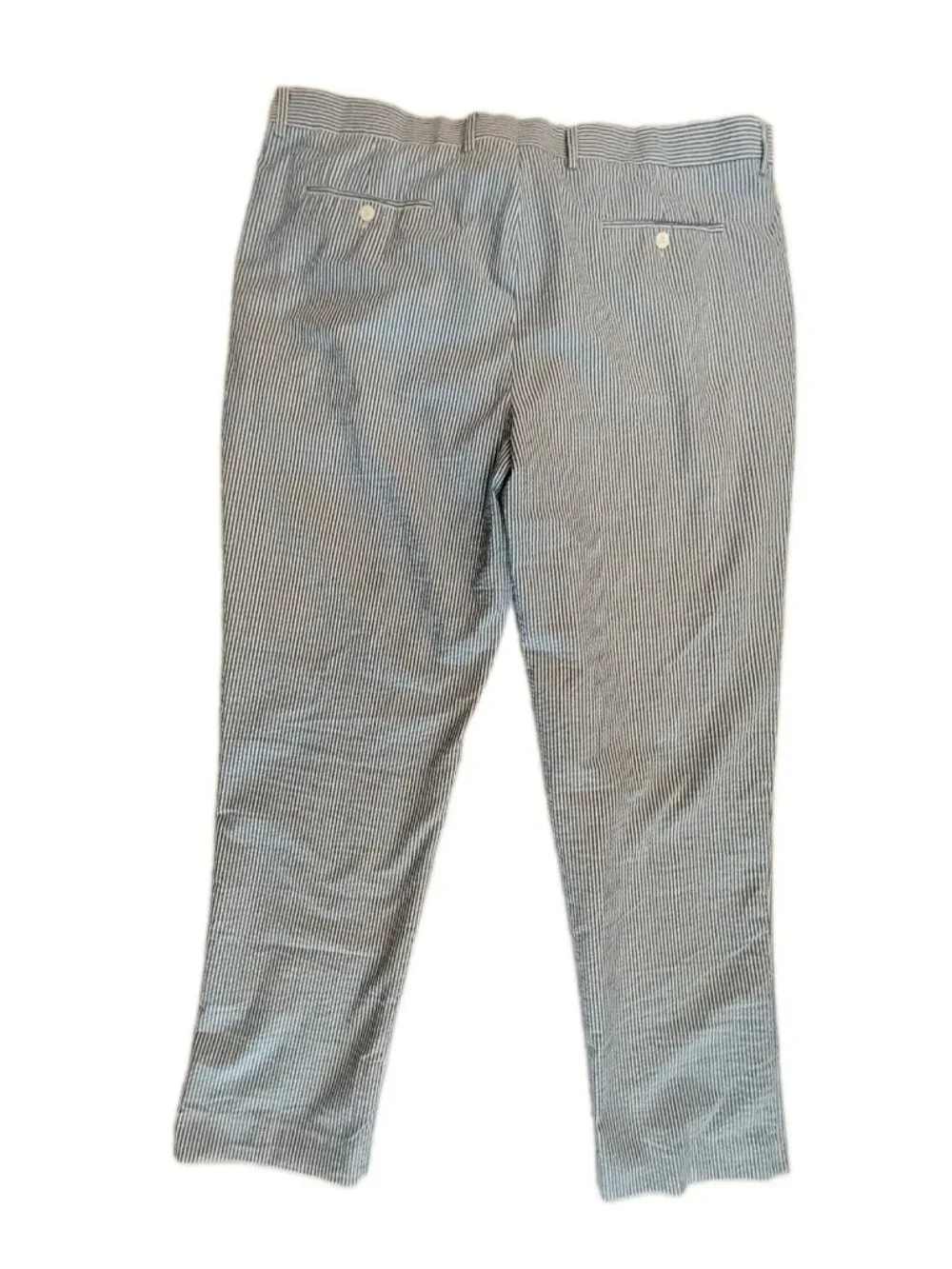 Linea Uomo Men Size 42X32 Pinstriped Cuffed Pants Blue/White